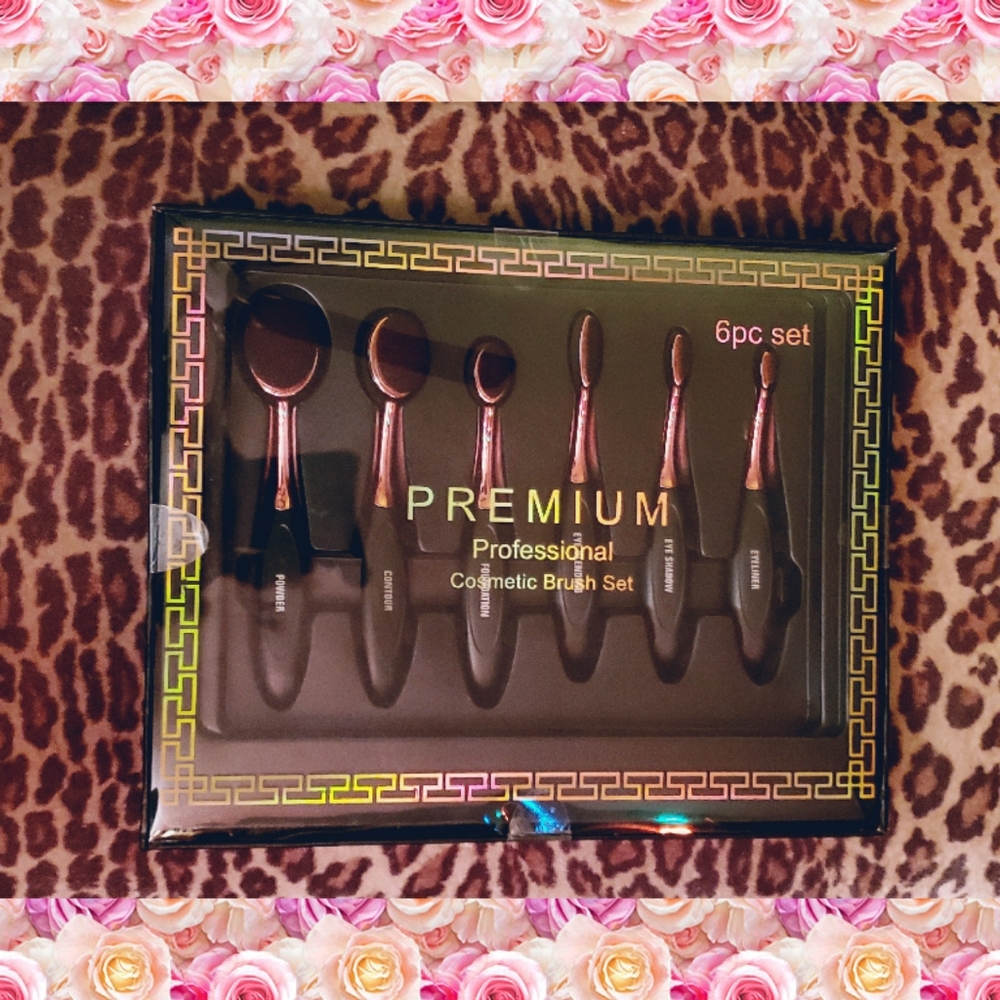 6 Oval Plush Soft Prodessional Cosmetic Brush Set